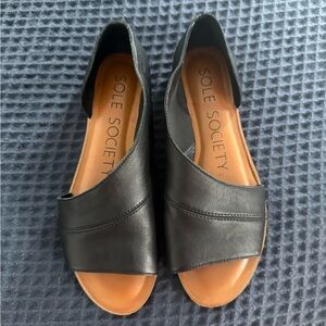 Sole Society Black Open-Toe Flats